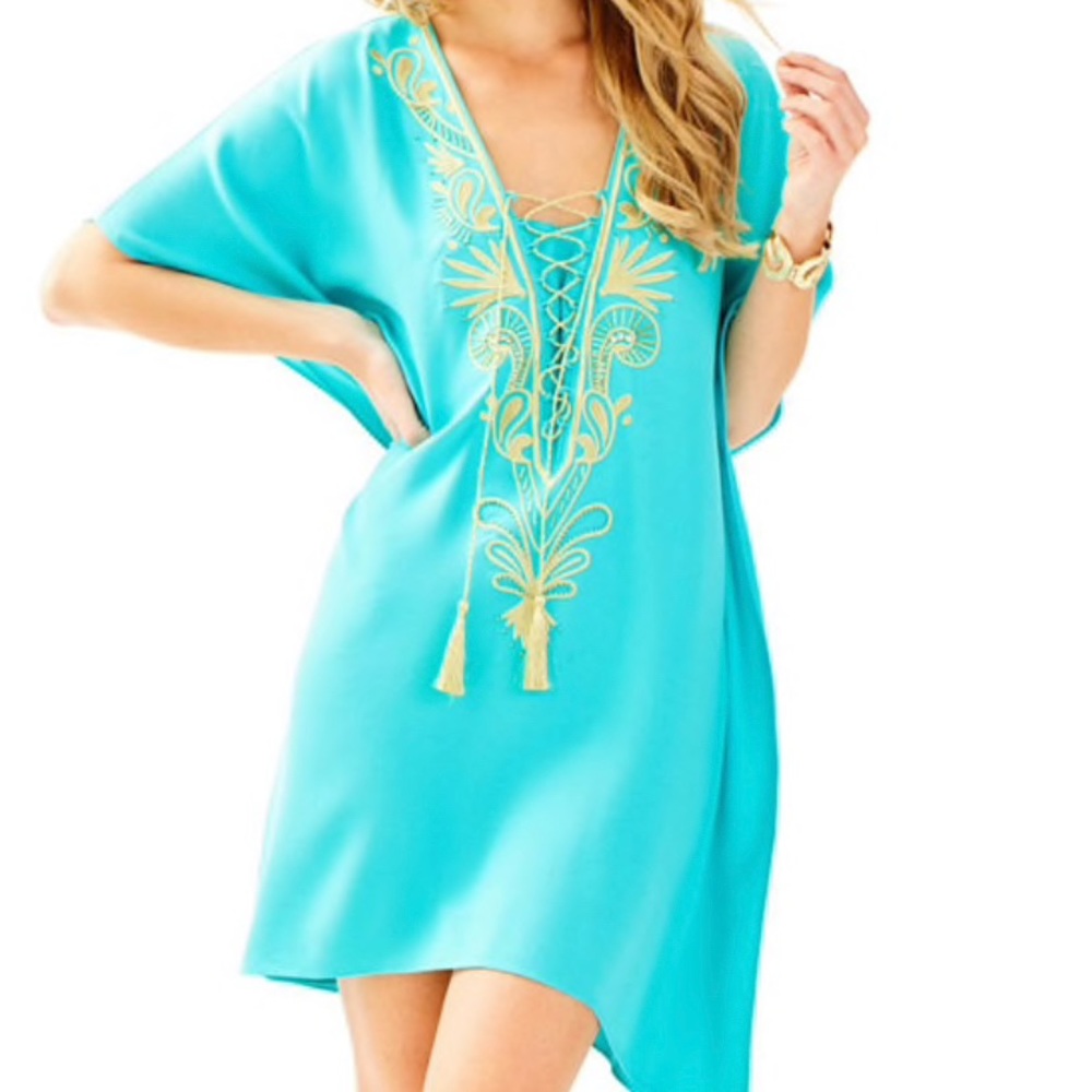 Lily Pulitzer seaside aqua chai caftan